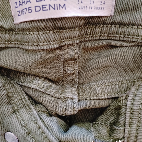 🌞Zara Basic Denim Army Green Jeans ~ Size 02 - Picture 8 of 9